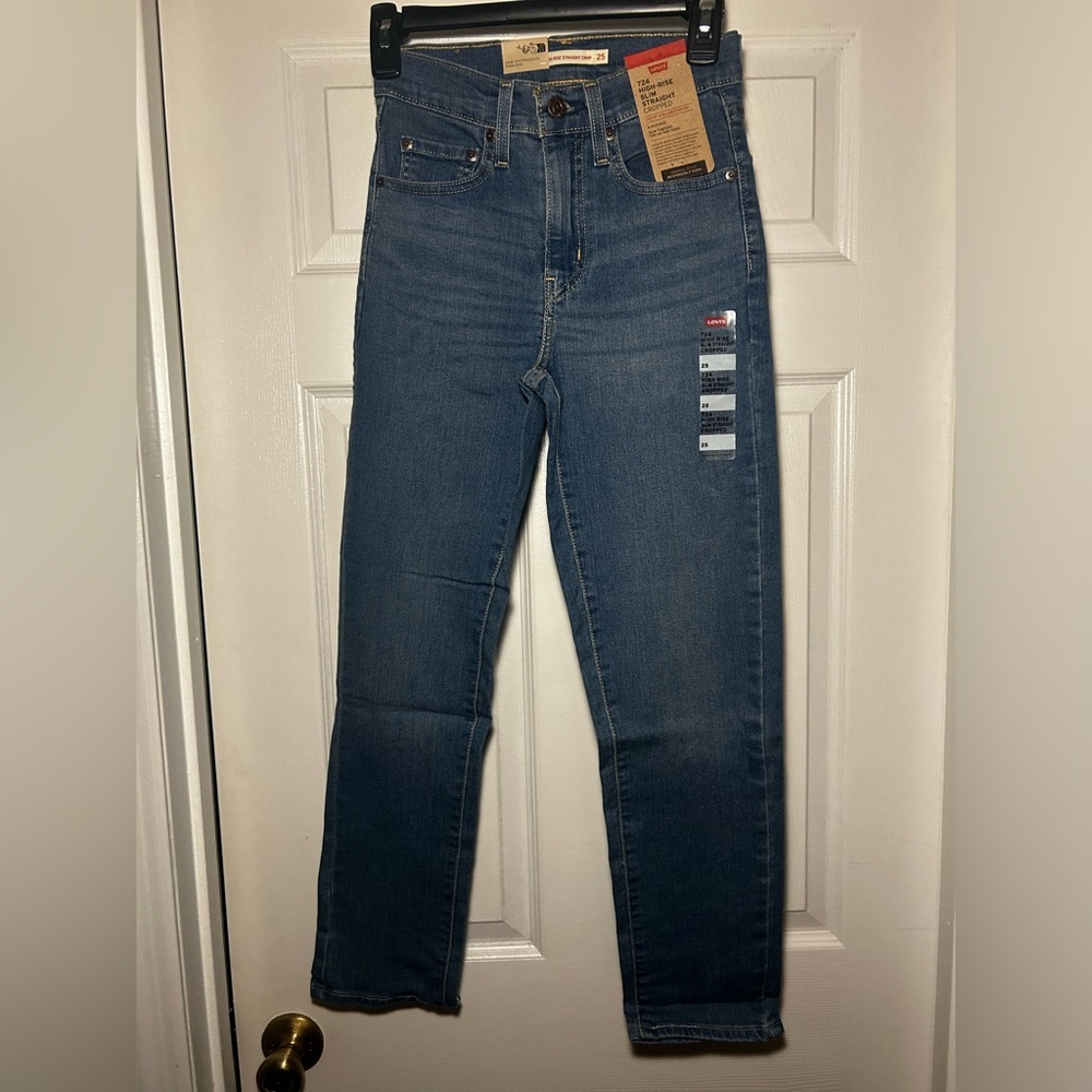 NWT 724 HIGH RISE SLIM STRAIGHT CROPPED WOMEN'S JEANS - Picture 2 of 5